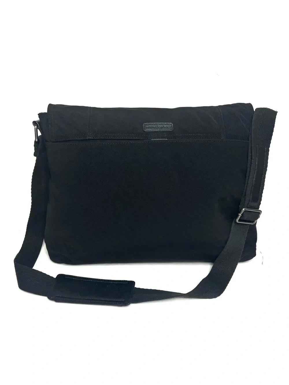 Banana Republic Black Nylon Canvas & Leather Messenger Bag